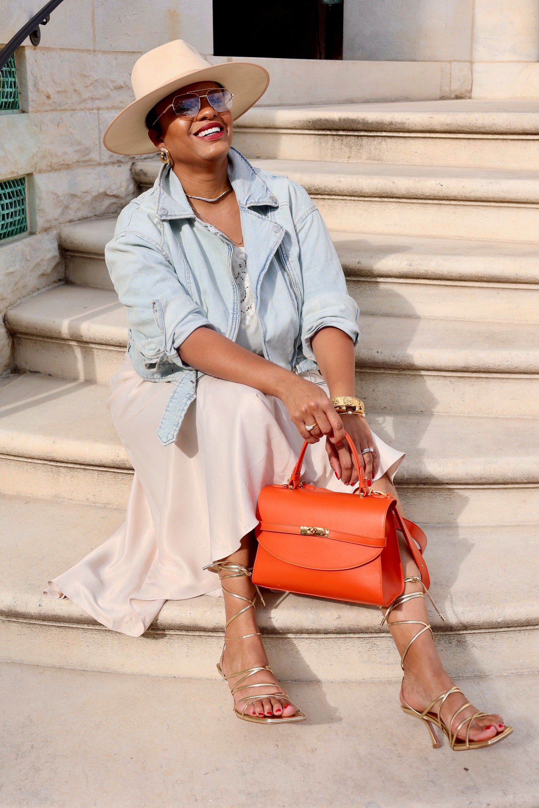 Classic New Yorker Bag in Greenwich Mandarin Orange - Gold Hardware