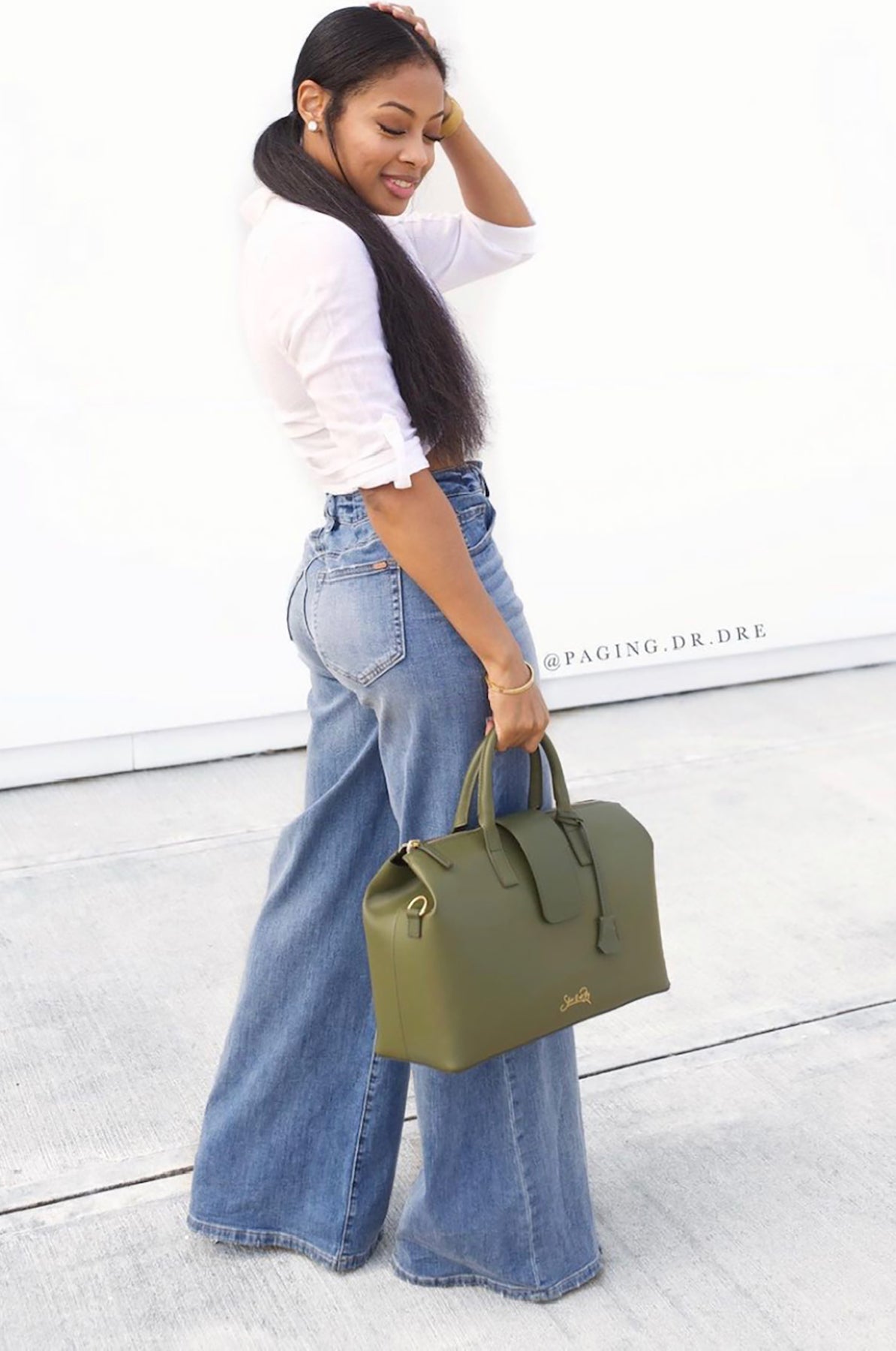 Convertible Executive Leather Bag Classic Size in Olive Green - WAITLIST - Silver & Riley