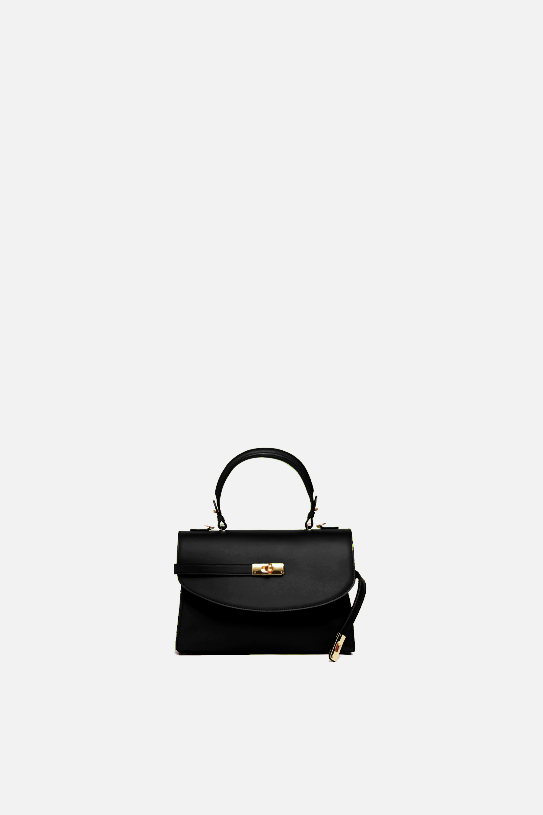 Black handbag with gold hardware sale