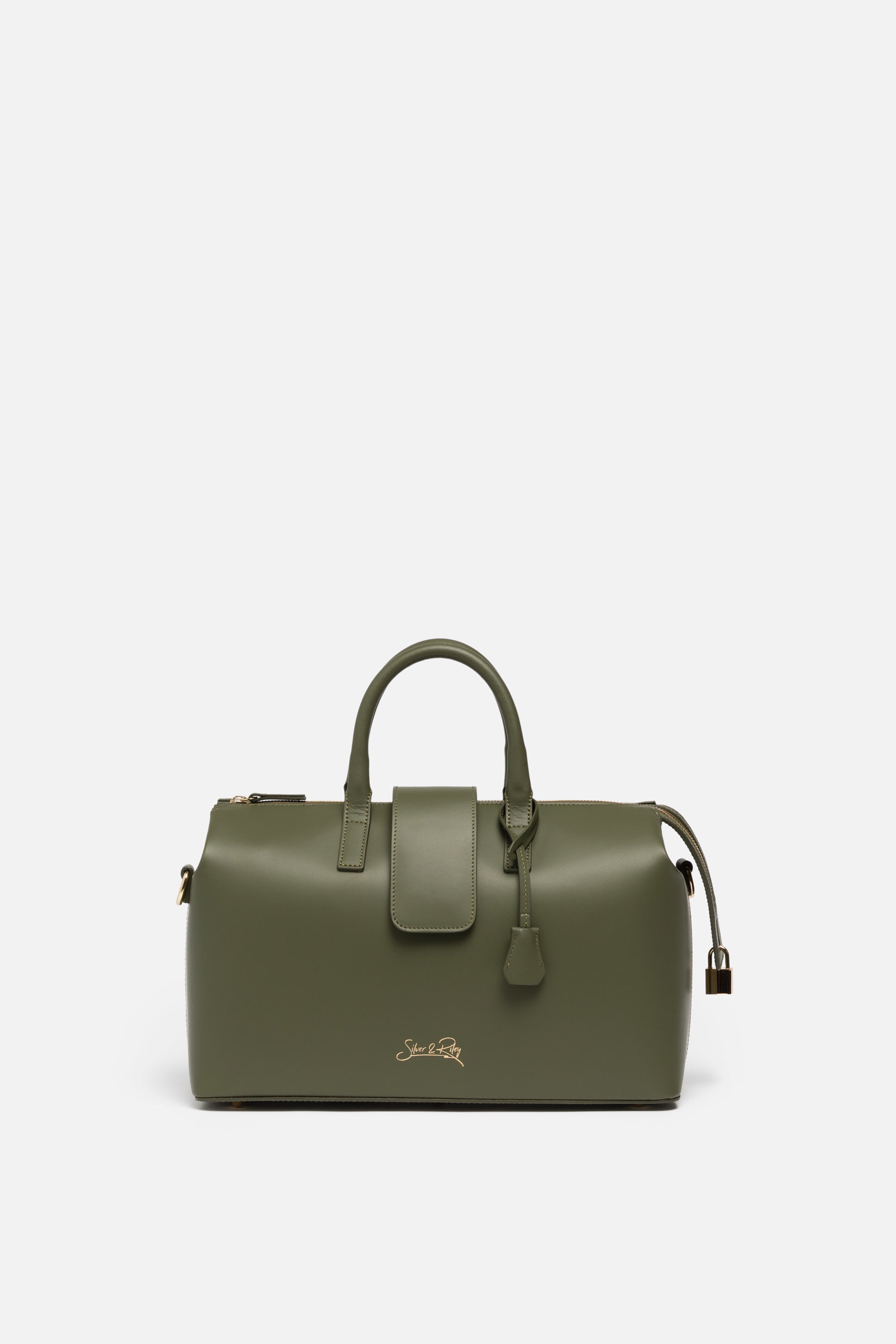 SSW - Level 1 Convertible Executive Leather Bag Classic Size in Olive Green - Silver & Riley