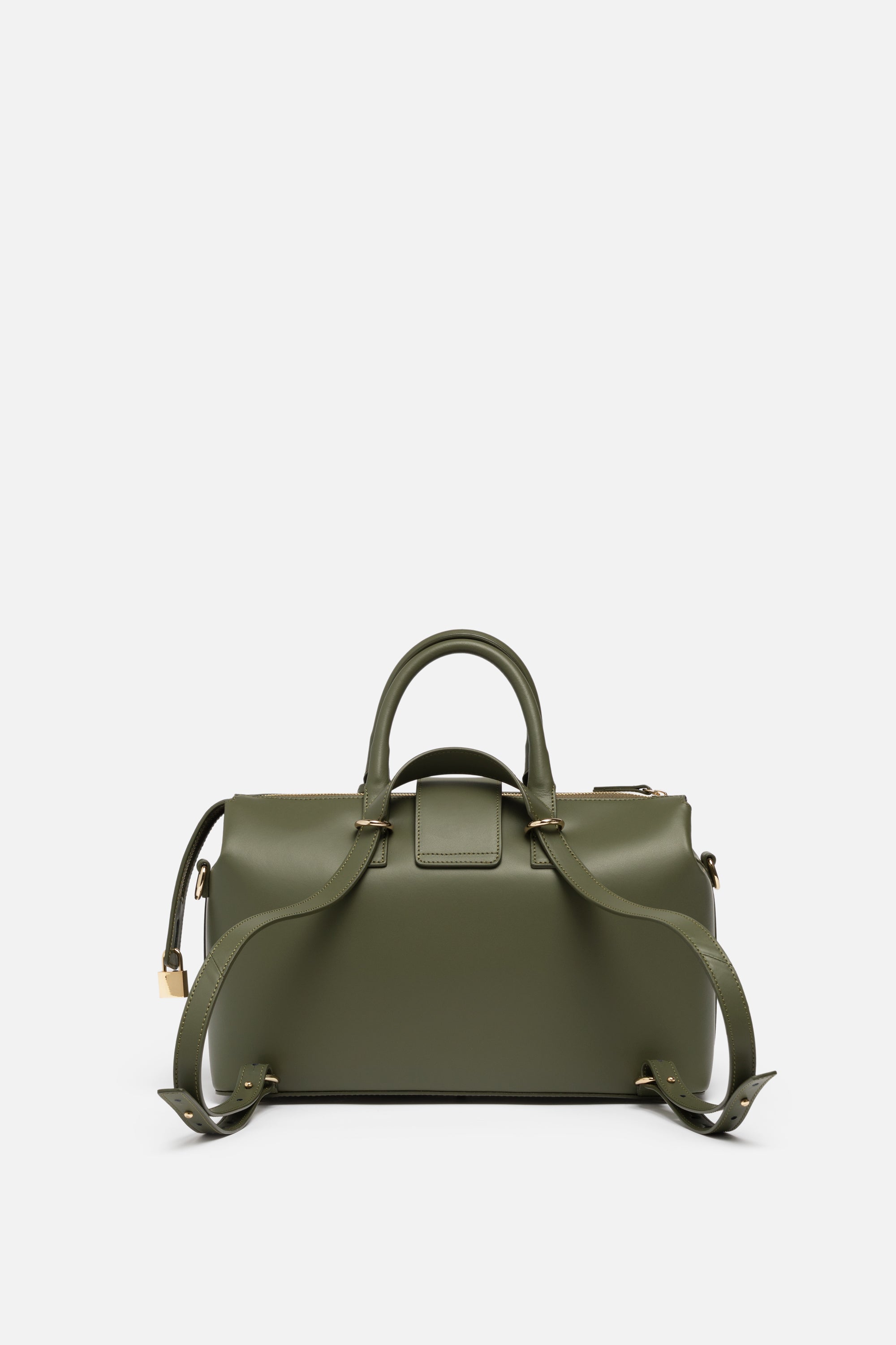 SSW - Level 1 Convertible Executive Leather Bag Classic Size in Olive Green - Silver & Riley
