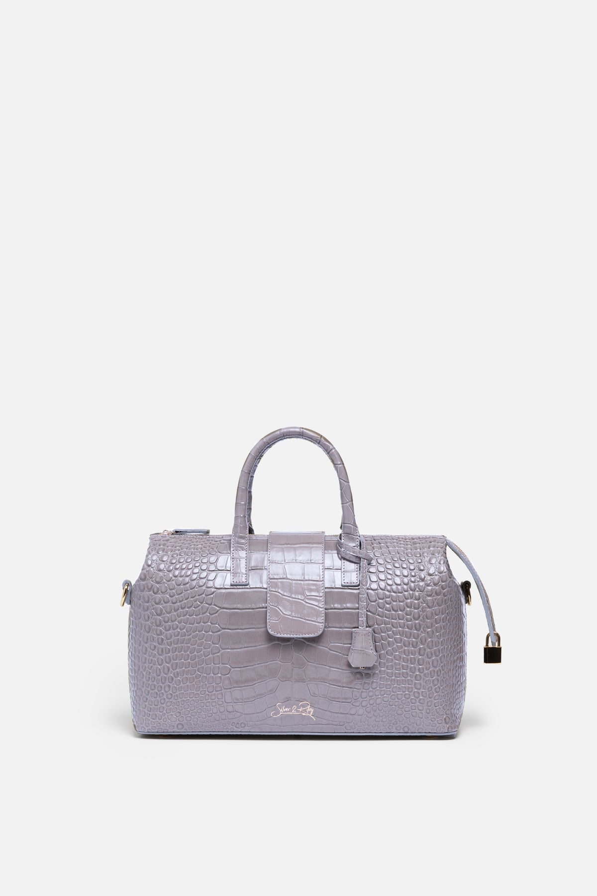 Croc-Embossed Leather Bucket Bag in Light Gray Croc Embossed Leather Bucket Bag | Talbots main image 3