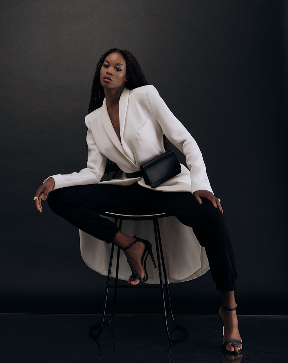 SSW - Parisian Leather Belt Bag in Black Noir - Silver & Riley