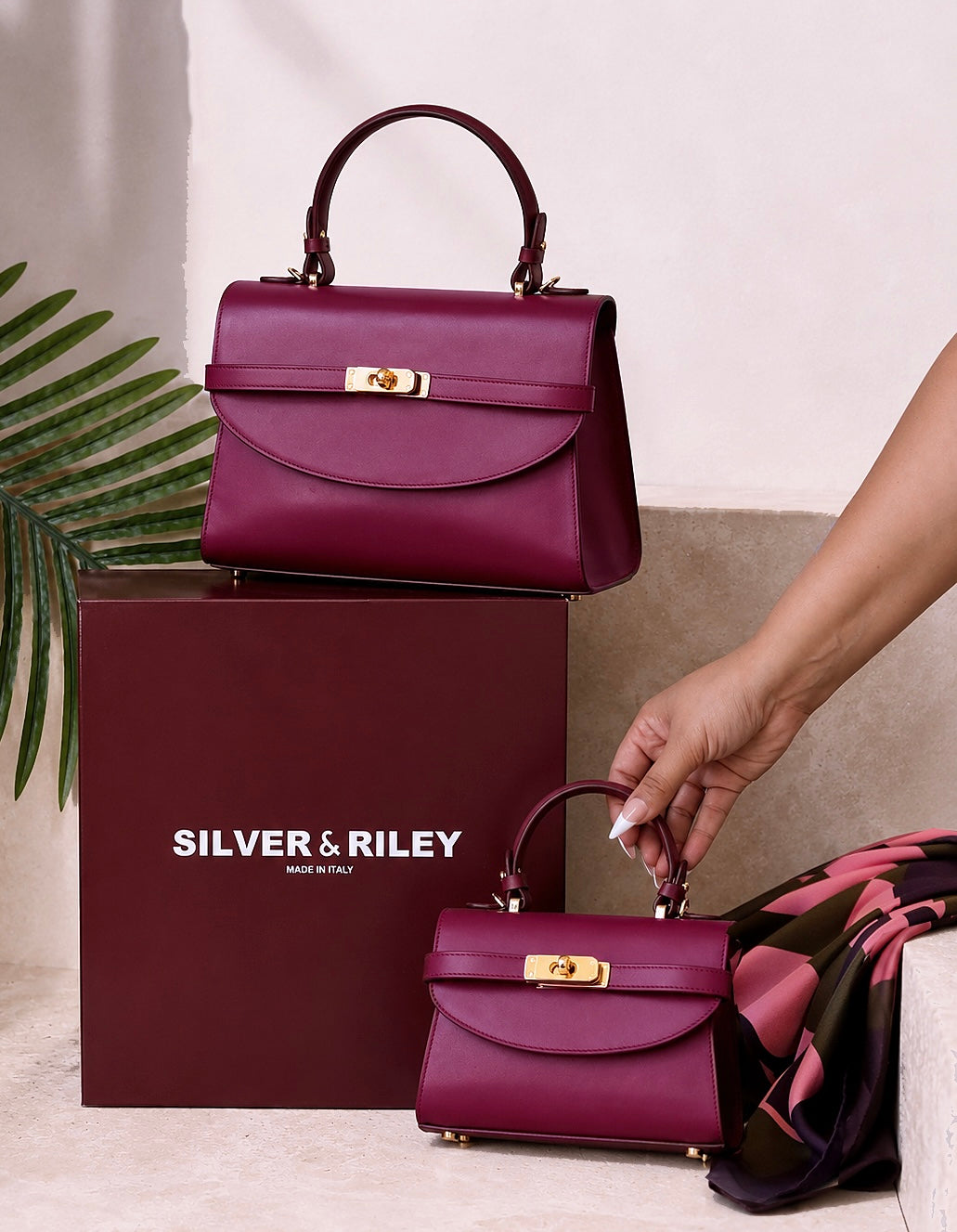 Classic New Yorker Bag in Carnegie Merlot - Gold Hardware - Silver & Riley