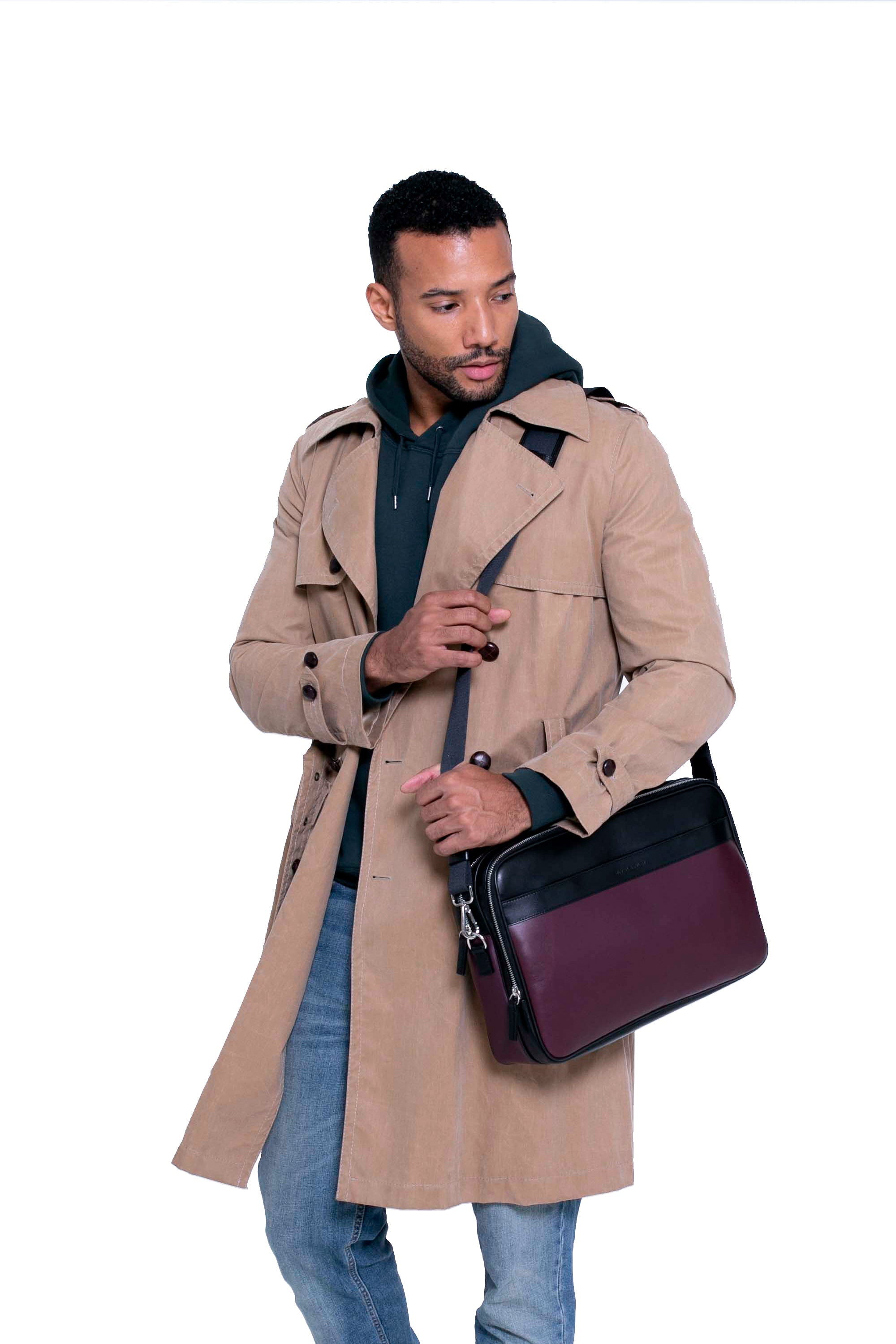 SSW - Geneva Leather Messenger Bag in Wine Purple - Silver & Riley