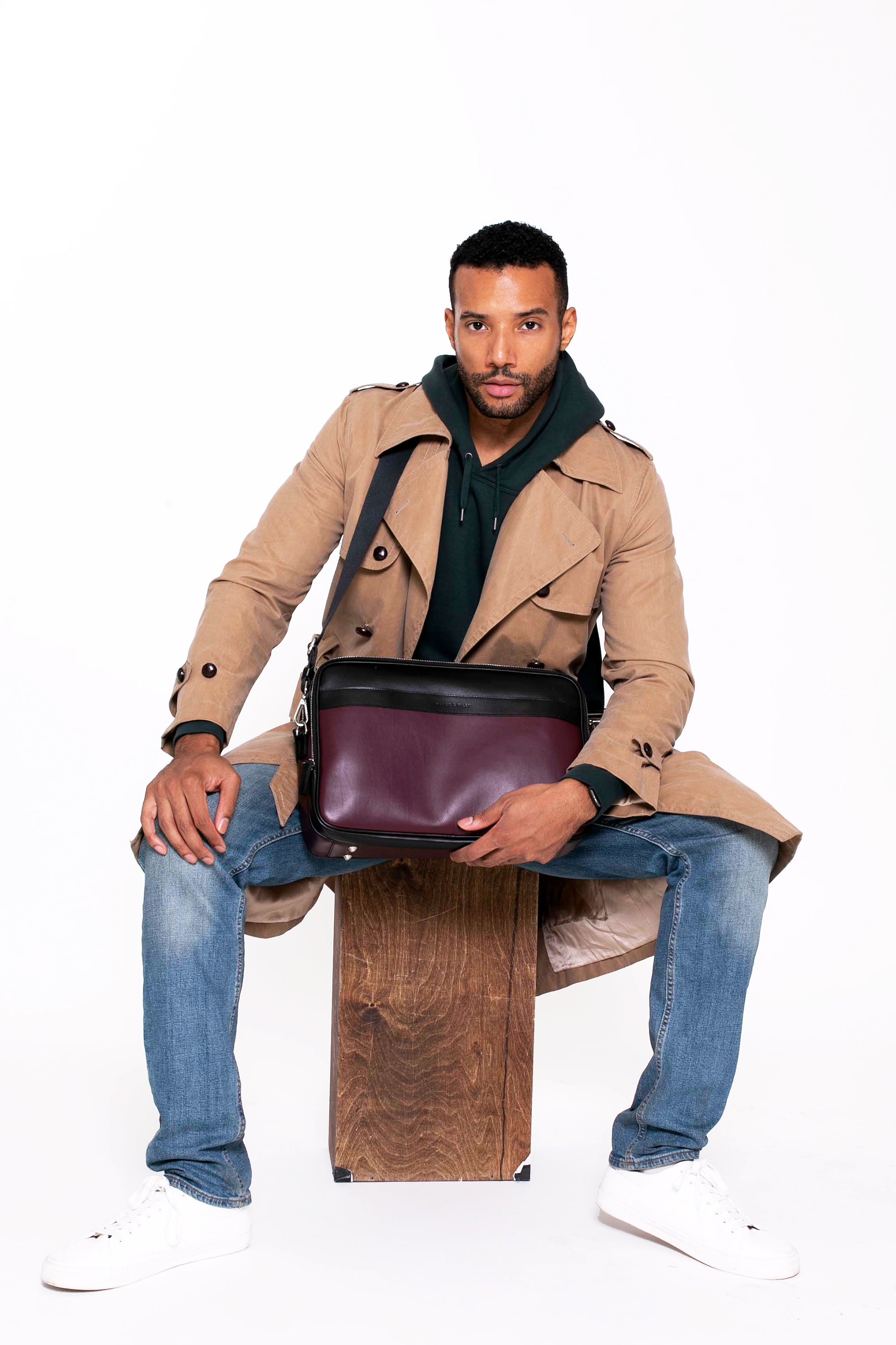 SSW - Geneva Leather Messenger Bag in Wine Purple - Silver & Riley