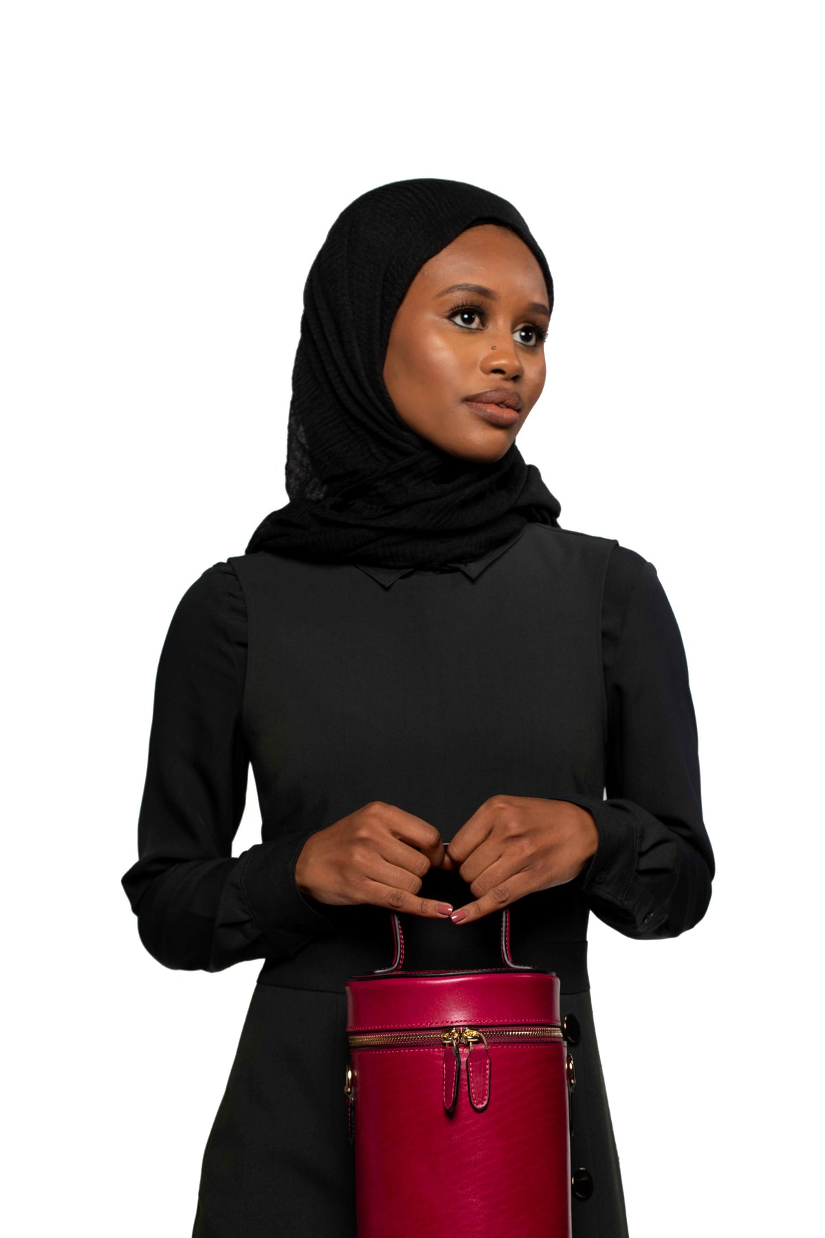 SSW - Cylindrical Bucket Leather Bag in Sangria Red - Silver & Riley