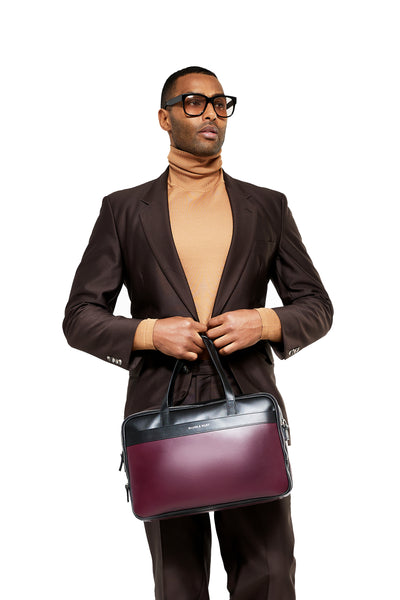 Silver & Riley Geneva Leather Messenger Bag in Wine Purple