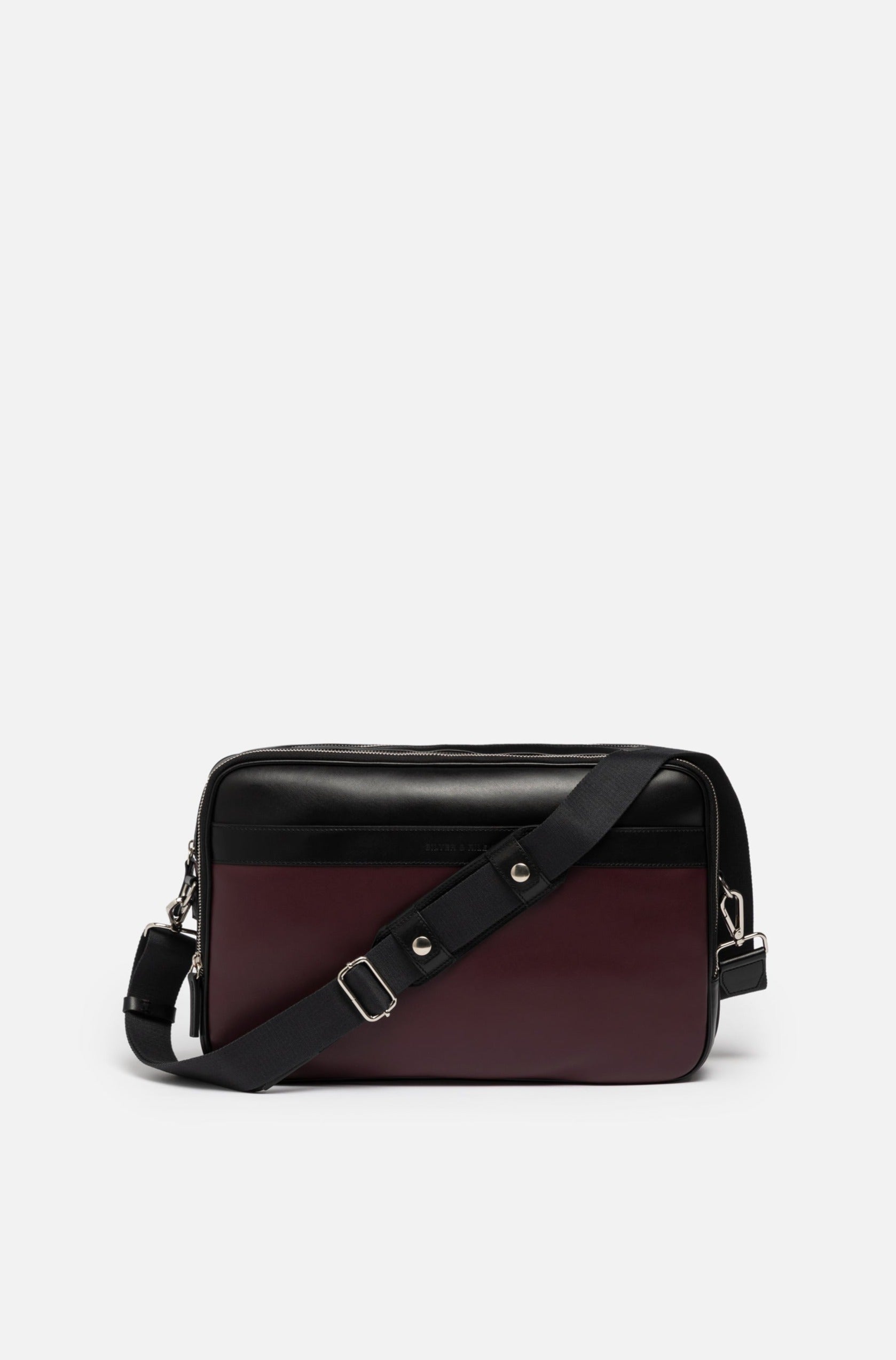Geneva Leather Messenger Bag in Wine Purple