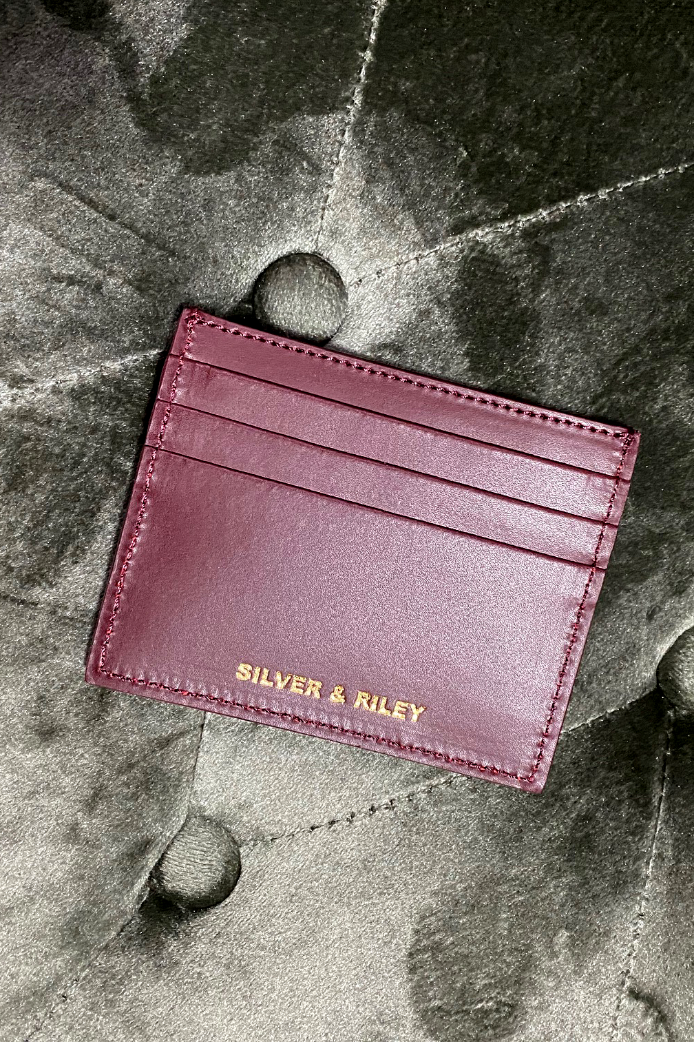 Lisbon Card Holder in Bordeaux - Silver & Riley