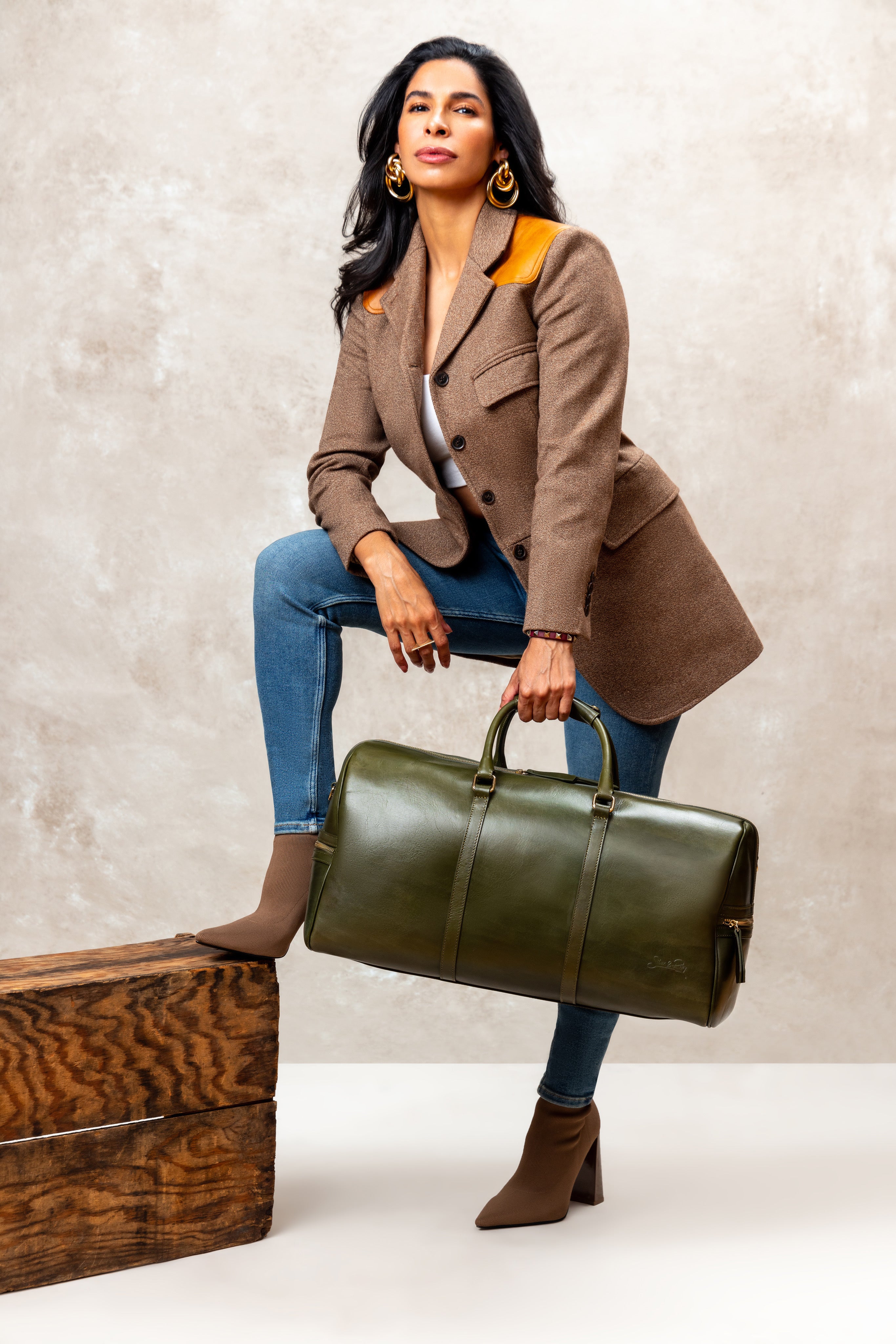 Beverly Hills Carryall Duffle Leather Bag in Rustic Green - WAITLIST