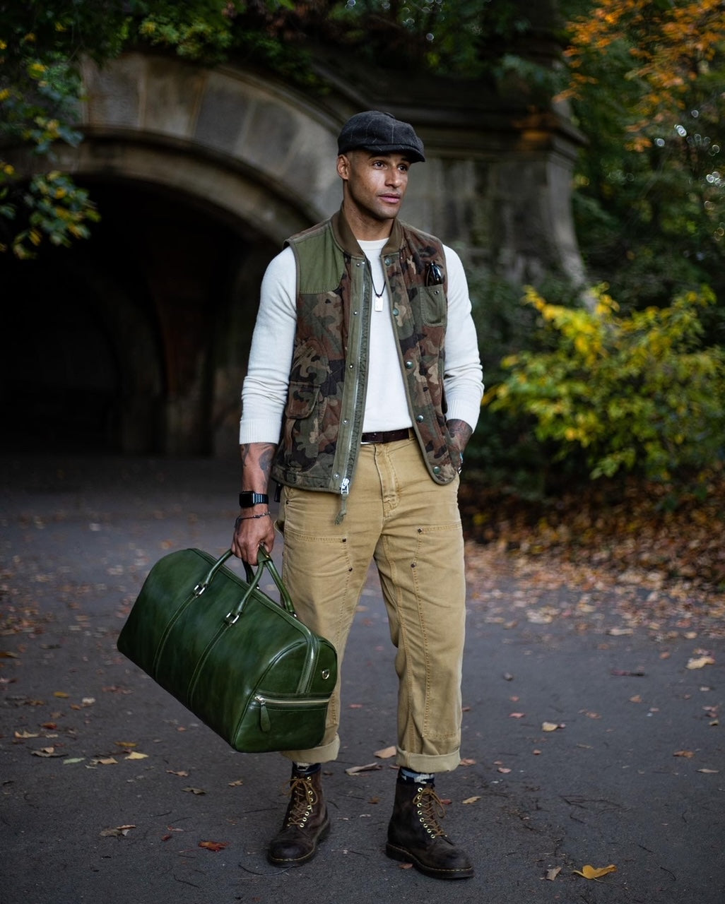 Beverly Hills Carryall Duffle Leather Bag in Rustic Green - WAITLIST