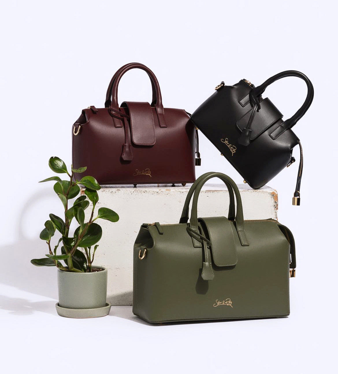 Silver Raily Convertible Executive Leather Bag MINI in Black | Silver & Riley