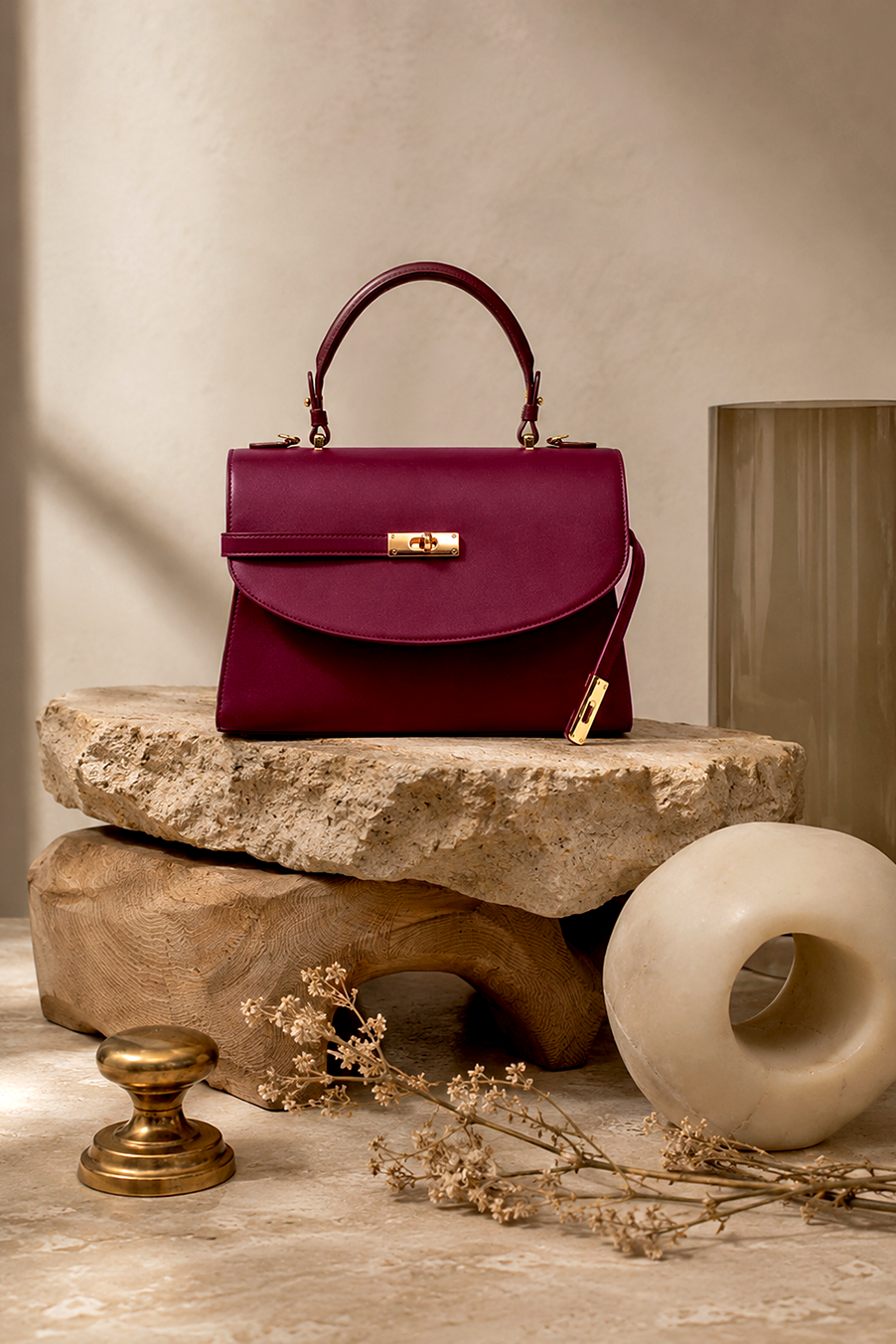 Classic New Yorker Bag in Carnegie Merlot - Gold Hardware
