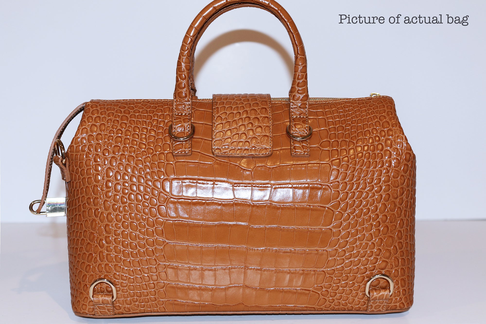 SSW - Convertible Executive Leather Bag in Crocodile Print Camel - Silver & Riley