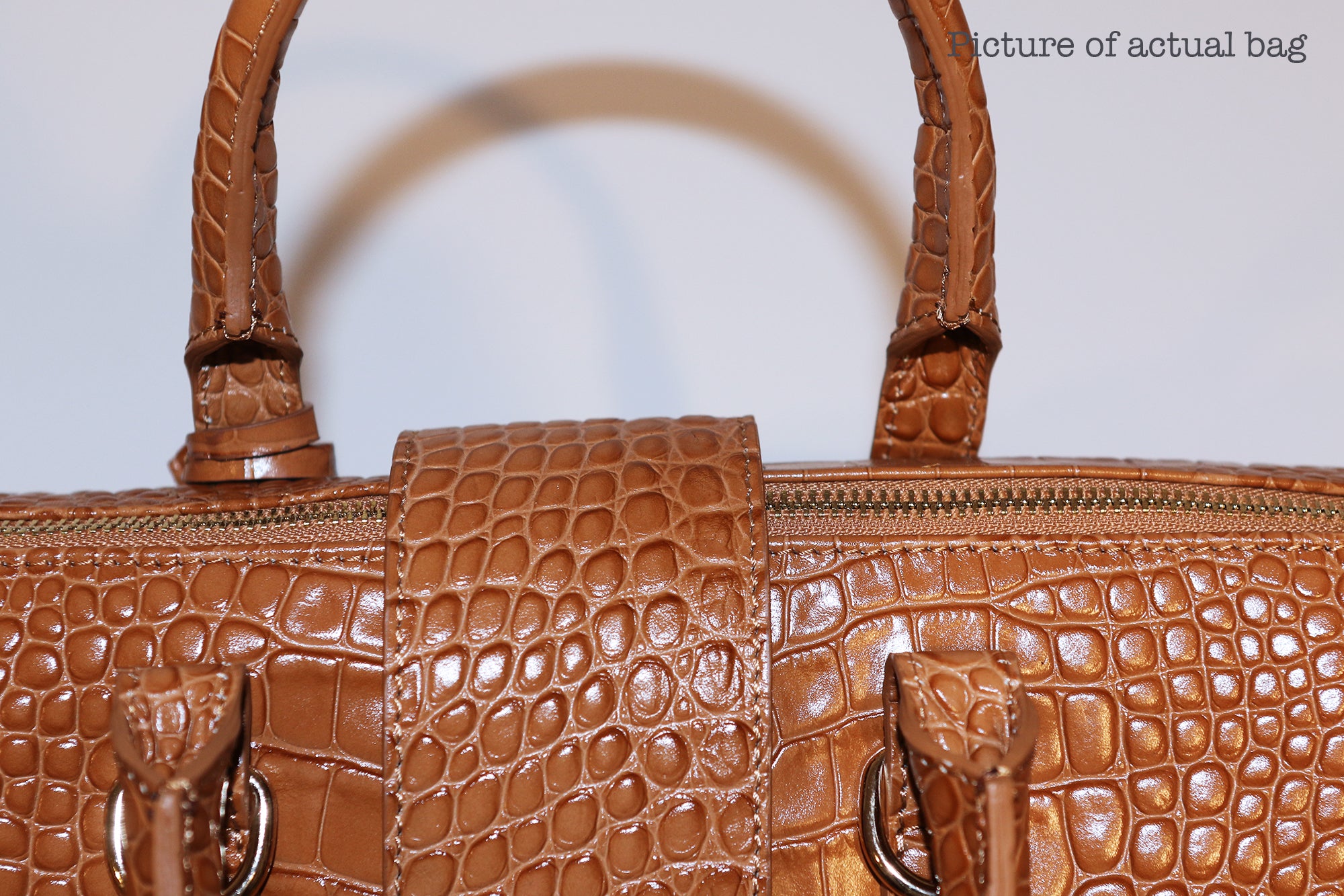 SSW - Convertible Executive Leather Bag in Crocodile Print Camel - Silver & Riley