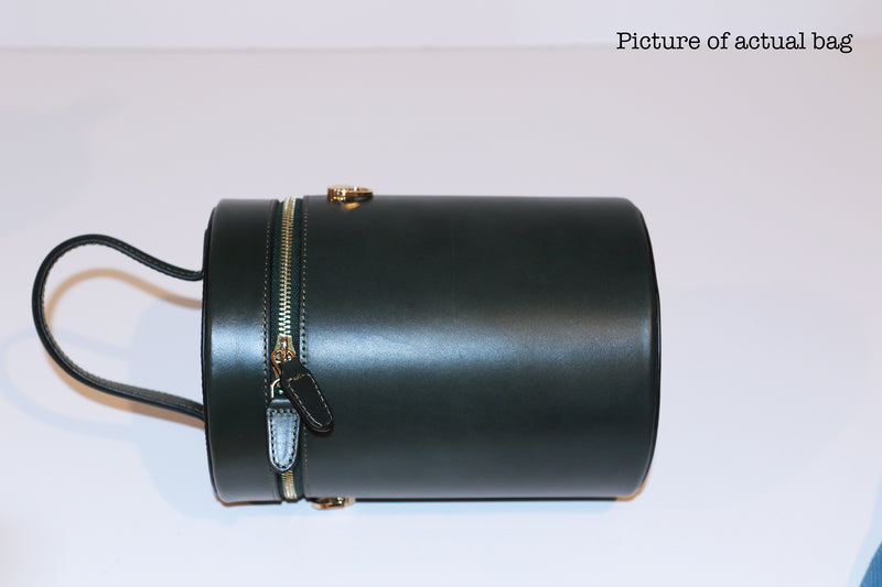SSW - Cylinder Bucket Leather Bag in Midnight Green