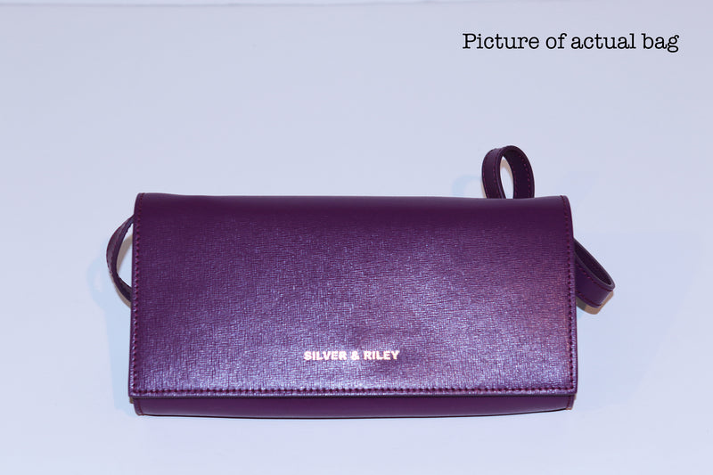 SSW - Durban Convertible Crossbody and Clutch Saffiano Leather Bag in Grape Purple