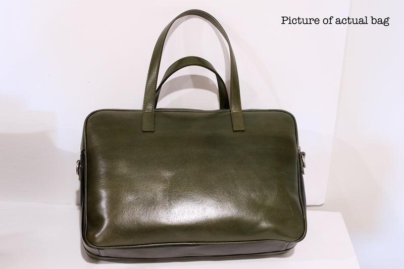 SSW - Geneva Leather Messenger Bag with handle in Rustic Green and Black