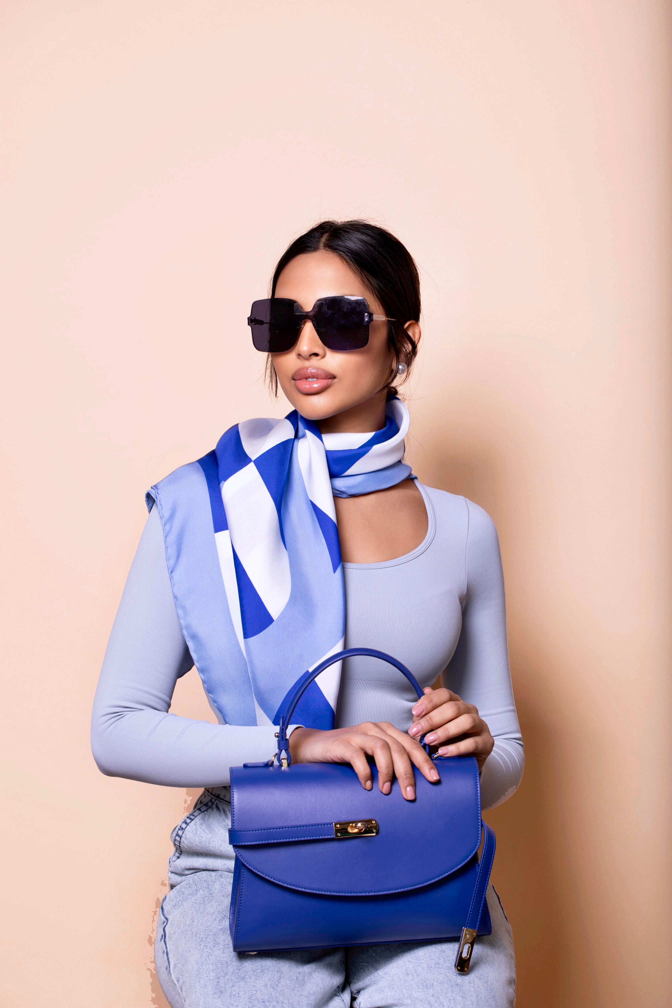 Silks - Santorini Blues Scarf - 90