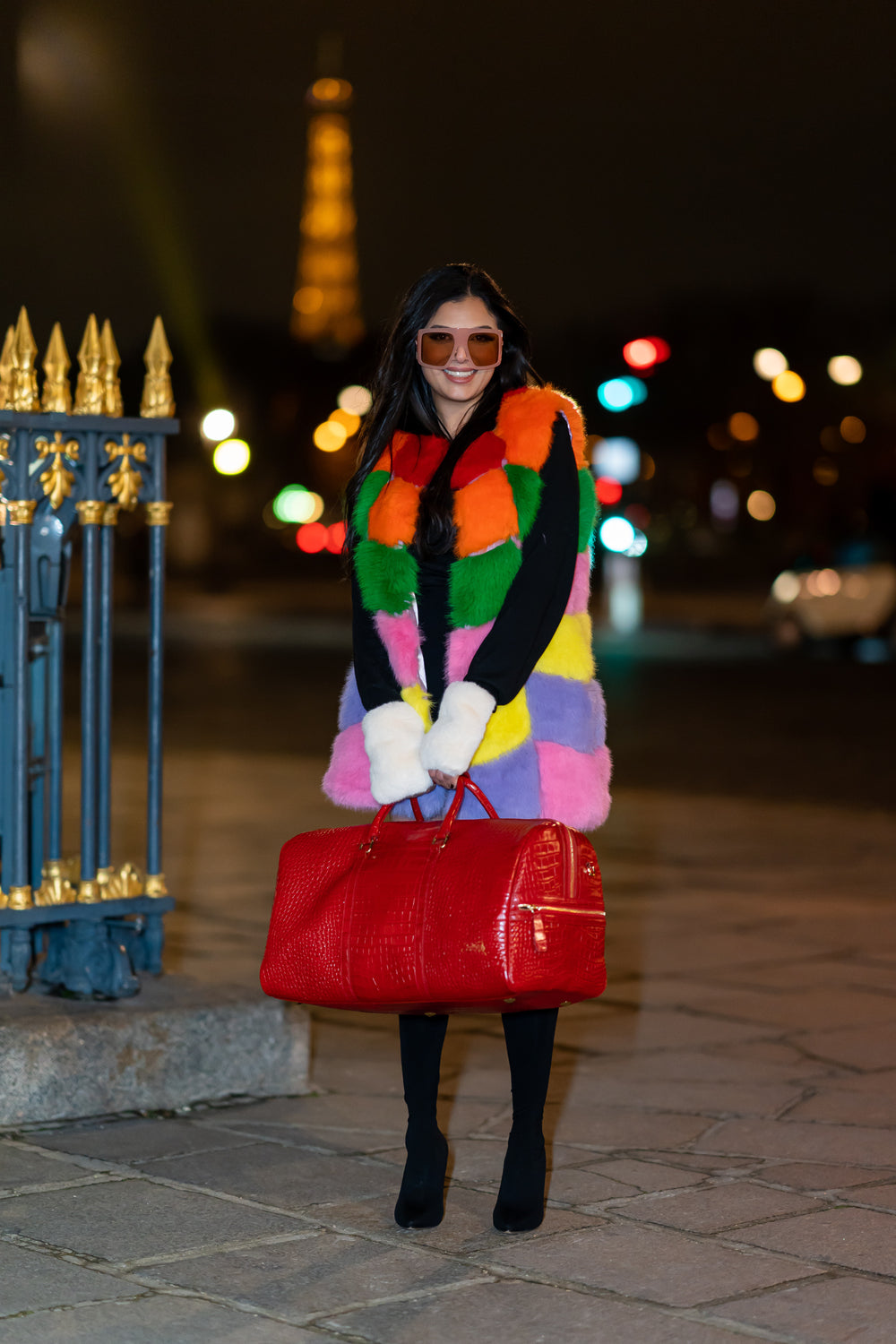 Beverly Hills Carryall Duffle Leather Bag in Crocodile Print Fiery Red - WAITLIST