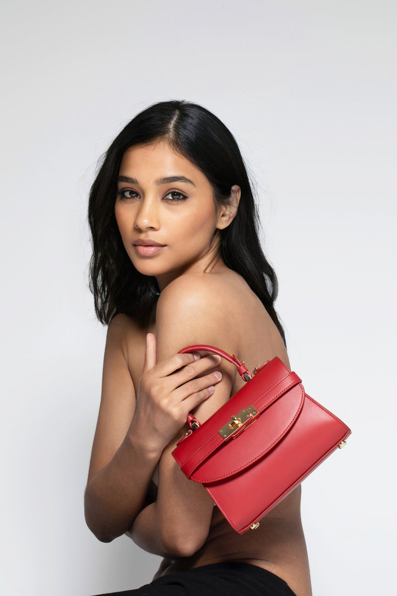 Petite New Yorker Bag in SoHo Red - Gold Hardware - Silver & Riley