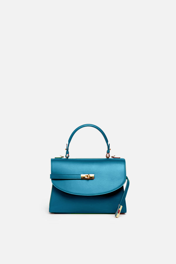 Classic New Yorker Bag in ChelSea Teal Blue - Gold Hardware