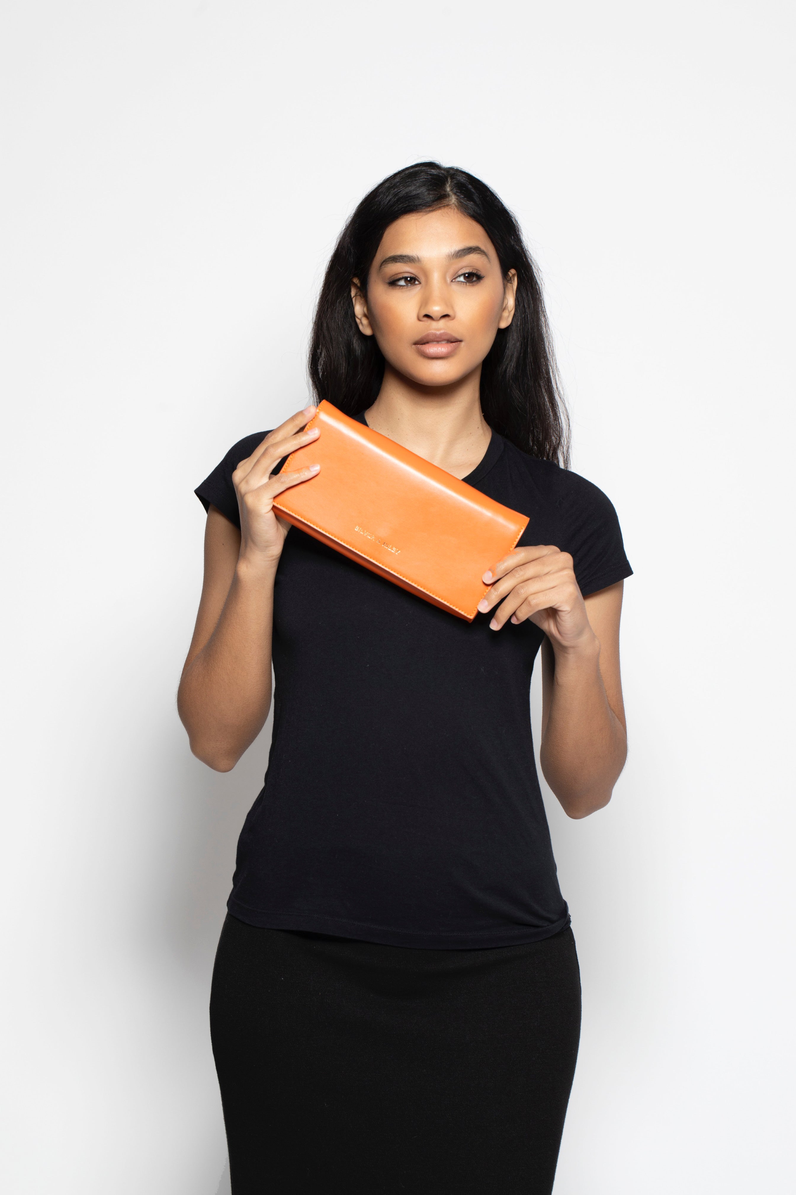 Durban Convertible Crossbody and Clutch Saffiano Leather Bag in Orange Passion