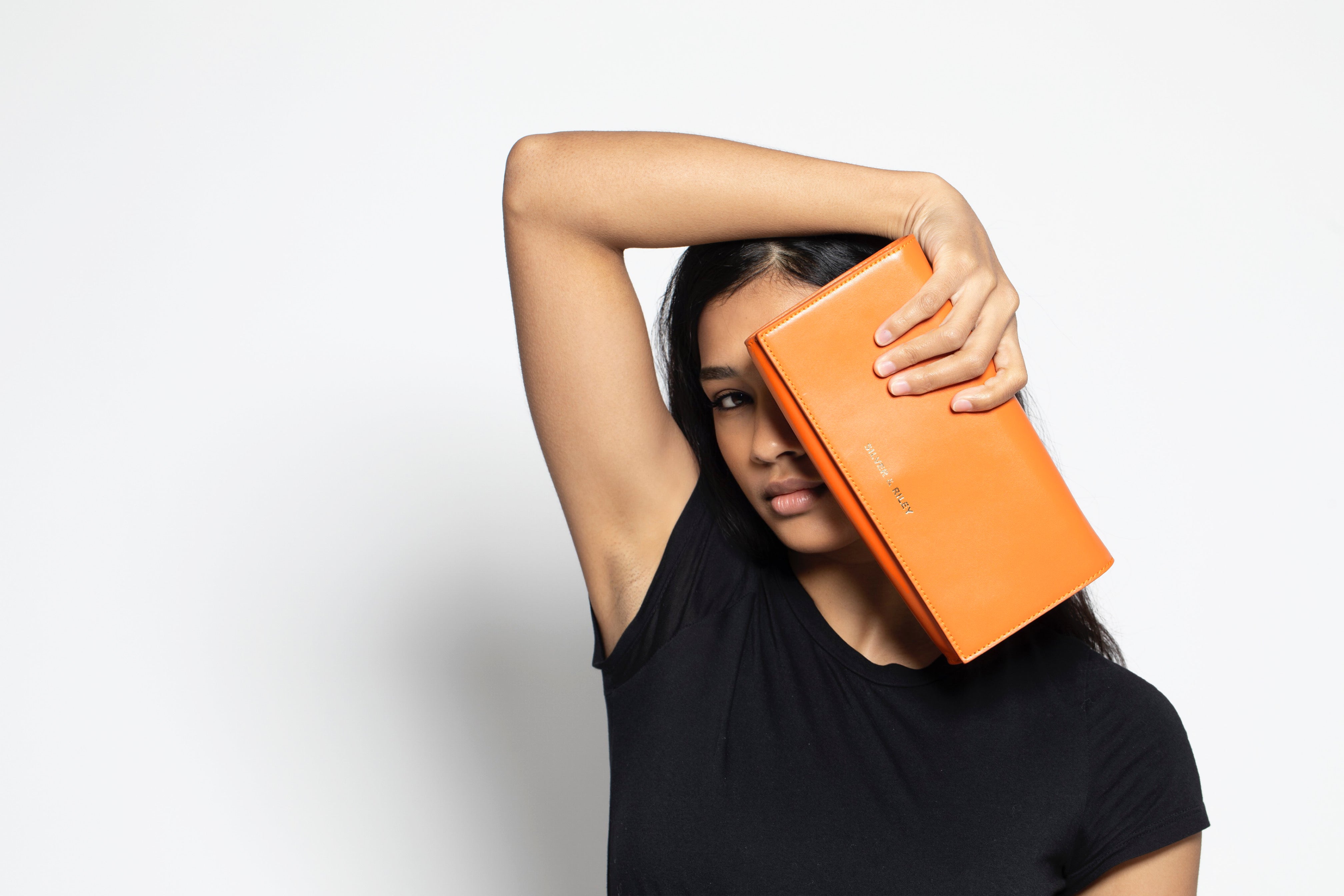 Durban Convertible Crossbody and Clutch Leather Bag in Orange Passion