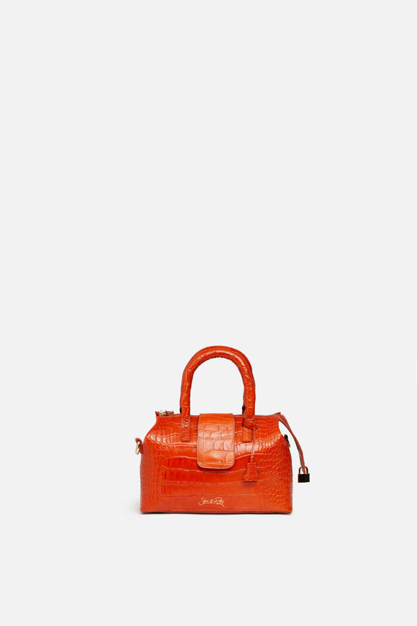 SSW - Convertible Executive Leather Bag MINI in Orange Croc