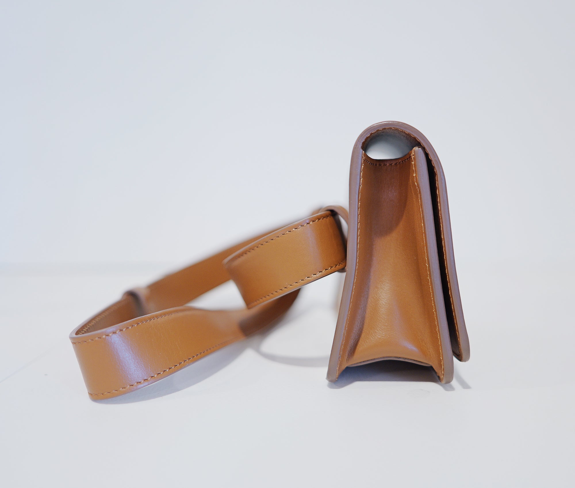 SSW - Parisian Leather Belt Bag in Rich Camel Brown - Silver & Riley