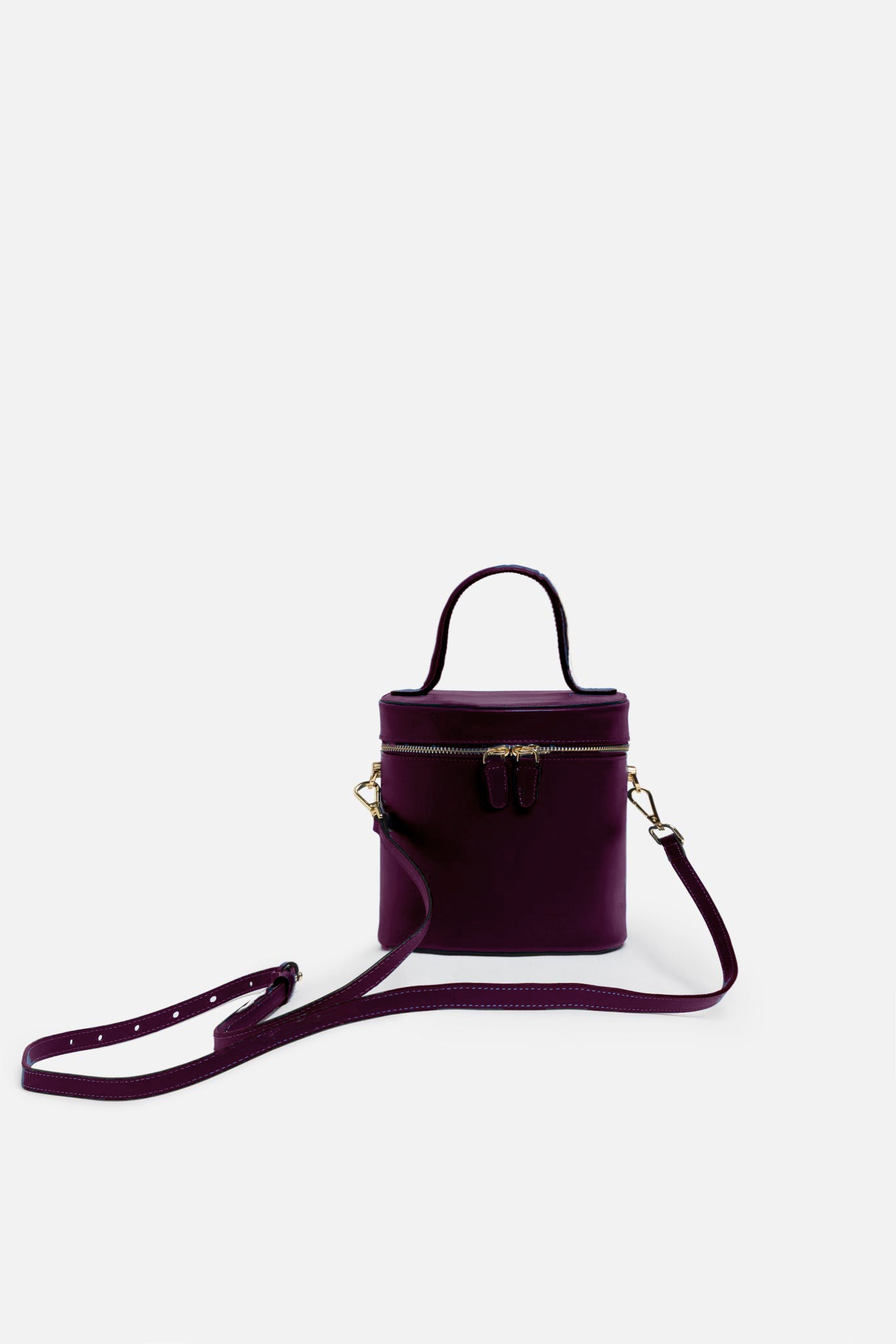 Petite NOLA Bucket Leather Bag in Eggplant