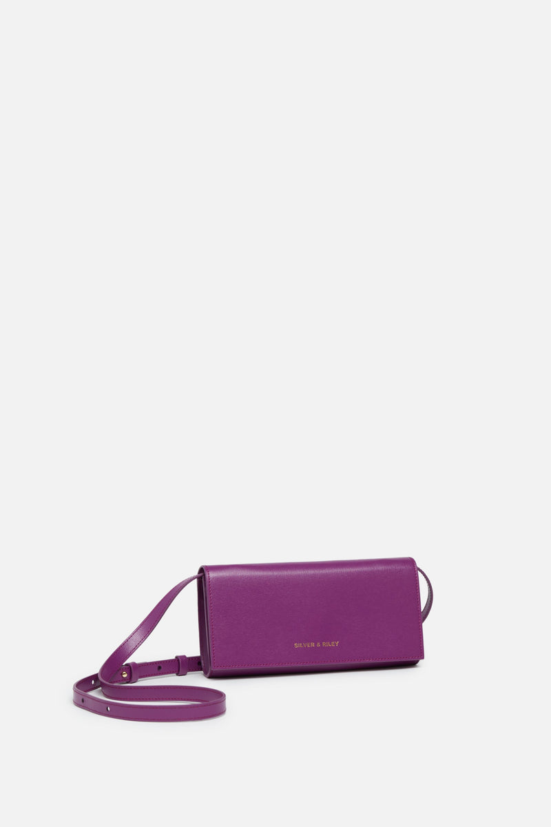 SSW - Durban Convertible Crossbody and Clutch Saffiano Leather Bag in Grape Purple