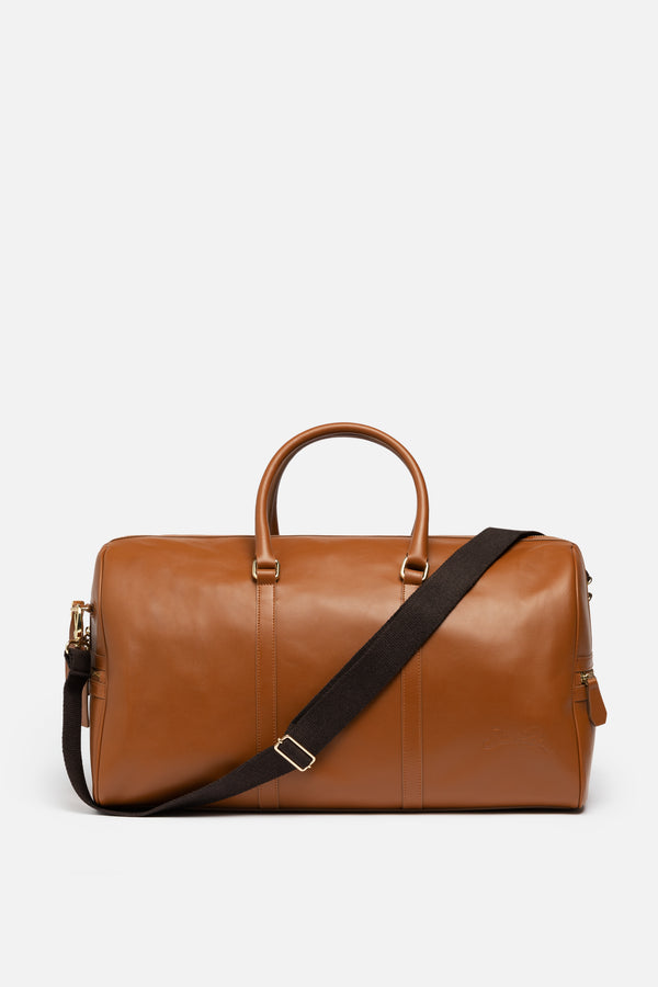 Carryall Duffle Leather Bag in Camel Brown