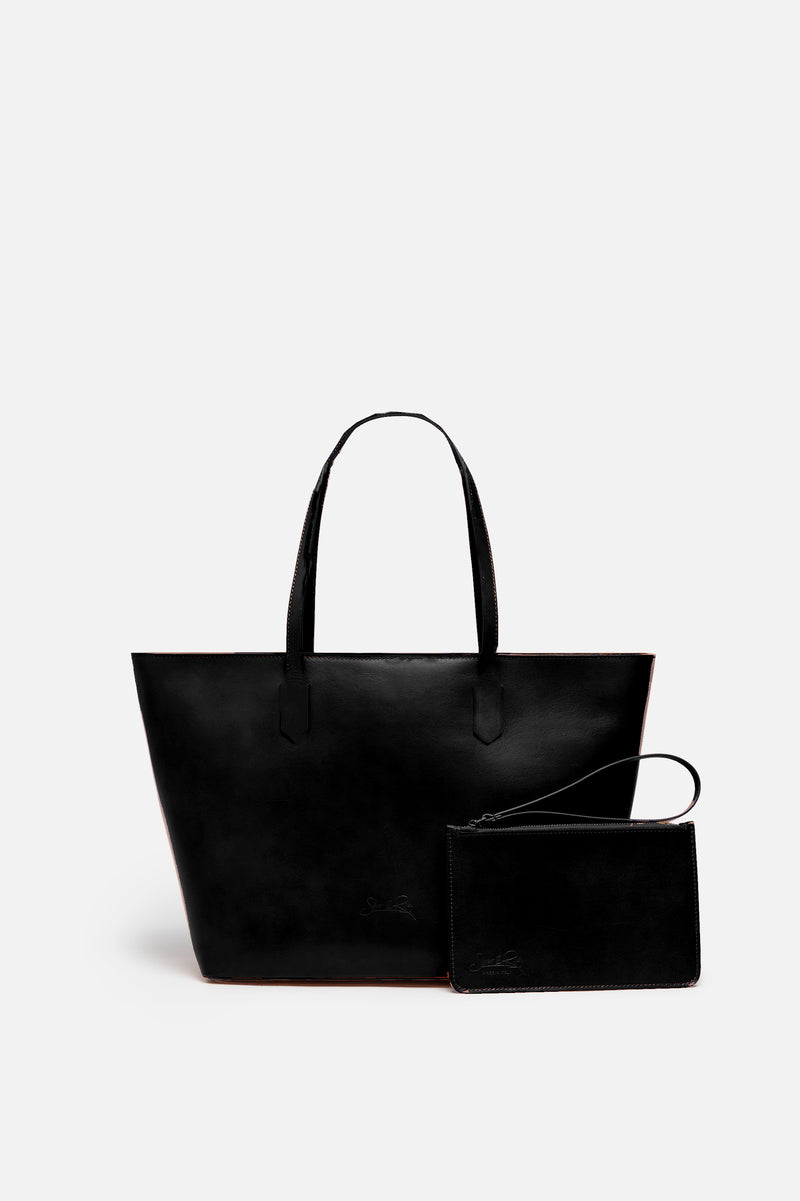 Manila All Purpose Large Carryall Leather Tote Bag in Black