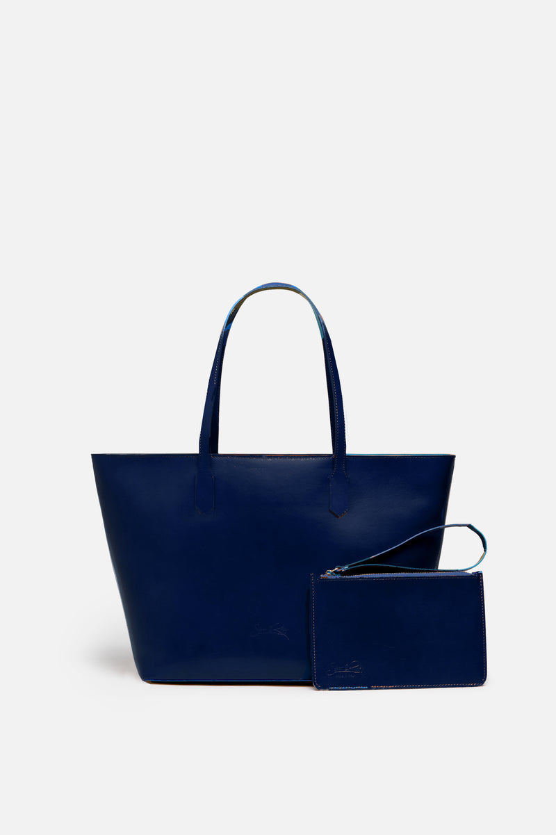 Manila All Purpose Large Carryall Leather Tote Bag in Midnight Blue