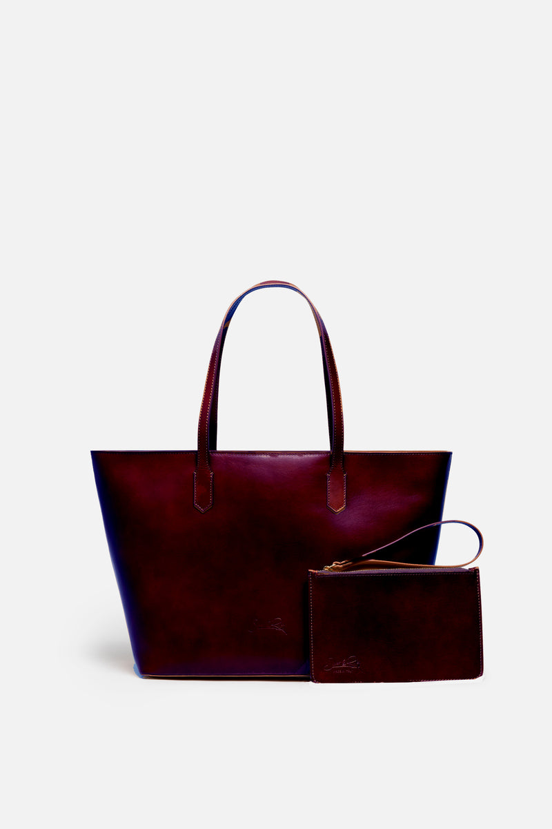 Manila All Purpose Large Carryall Leather Tote Bag in Oxblood Burgundy
