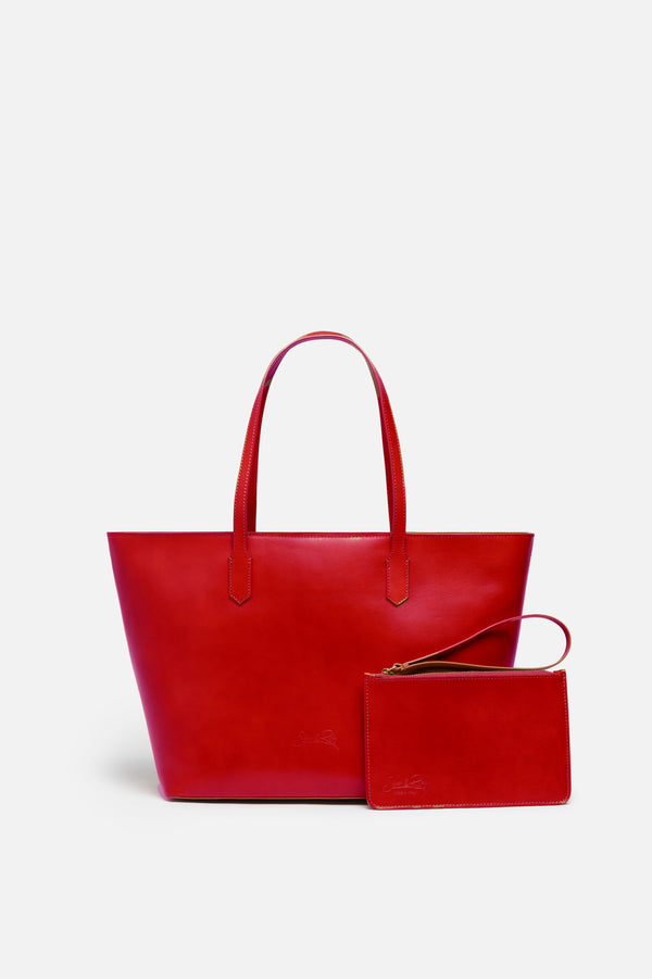 Manila All Purpose Carryall Leather Tote Bag in Red