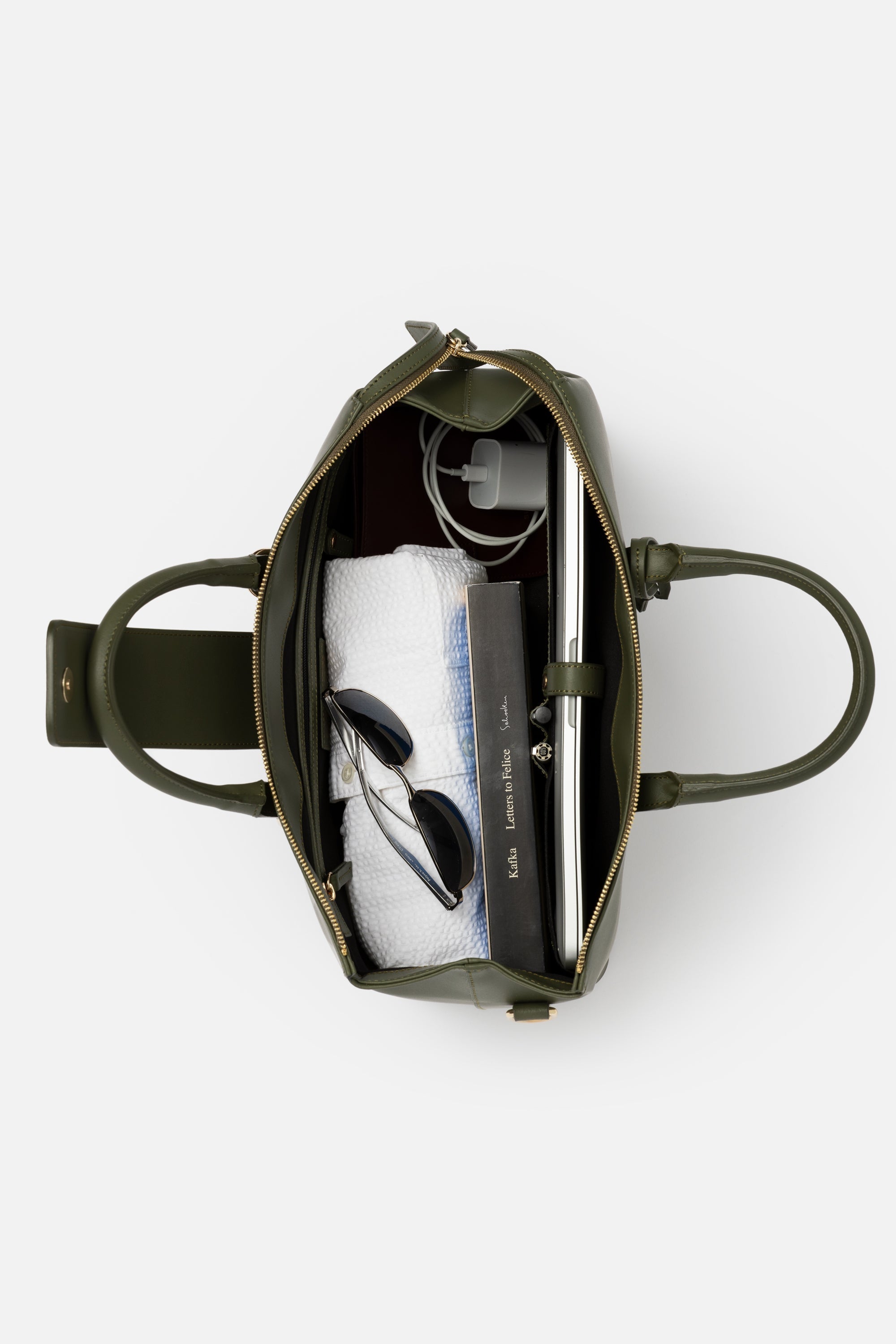 SSW - Level 3 Convertible Executive Leather Bag Classic Size in Olive Green - Silver & Riley