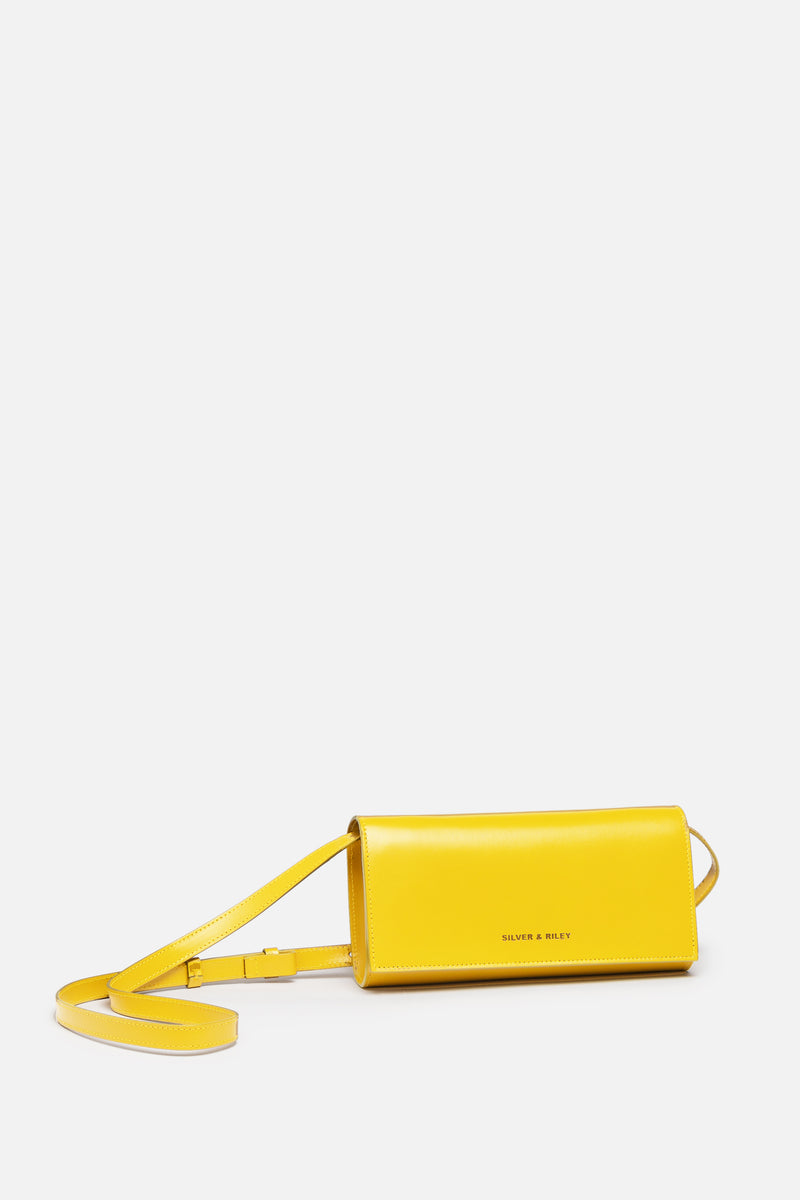 Durban Convertible Crossbody and Clutch Leather Bag in Bright Yellow