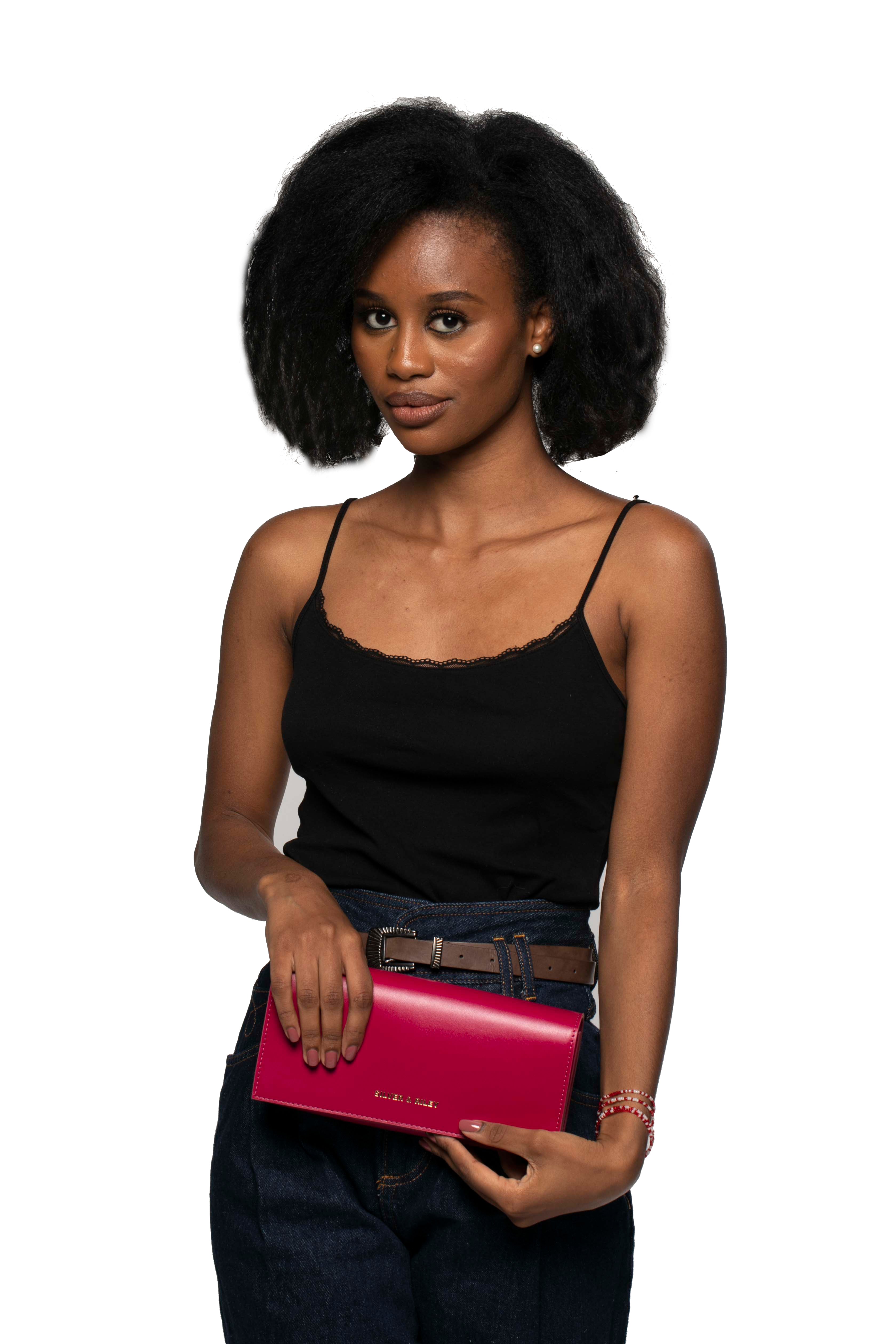 SSW - Durban Convertible Crossbody and Clutch Leather Bag in Fuchsia Pink - Silver & Riley
