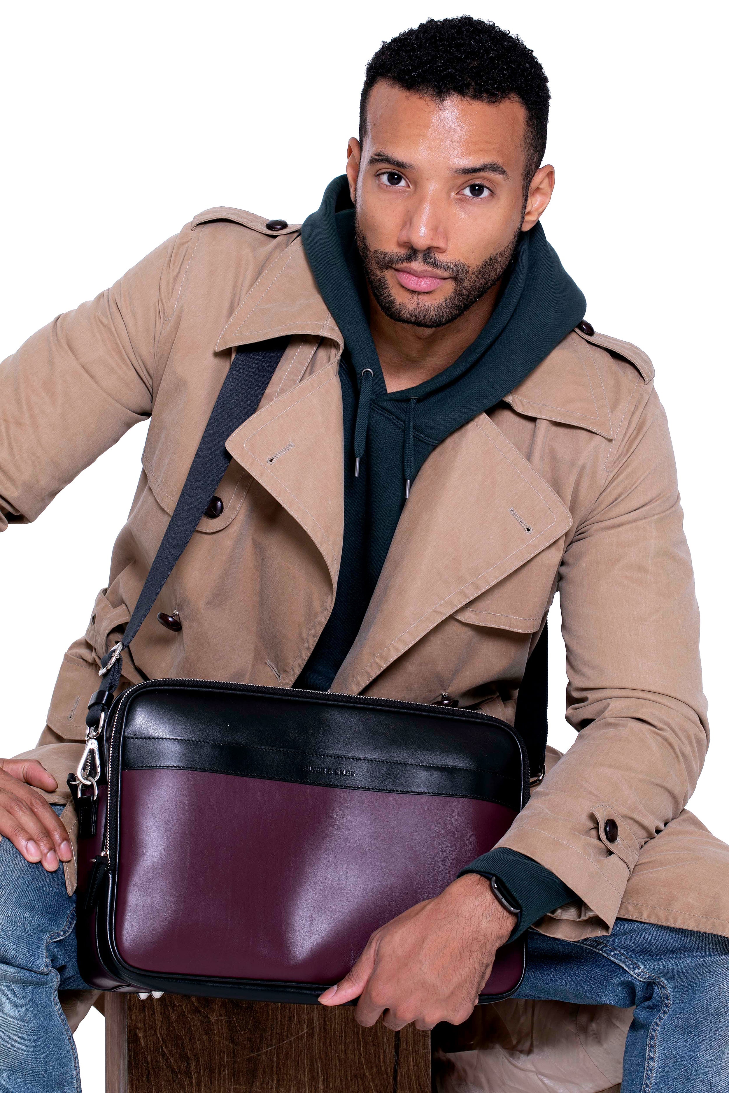 SSW - Geneva Leather Messenger Bag in Wine Purple - Silver & Riley
