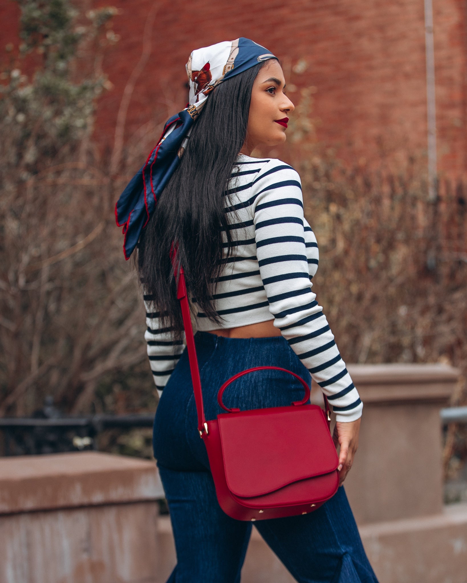 Milan Crossbody Leather Bag in Scarlet Red