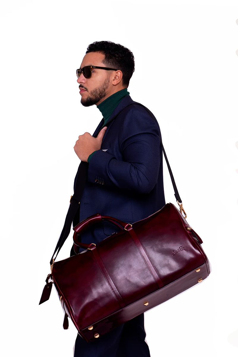 Beverly Hills Carryall Duffle Leather Bag in Oxblood Burgundy - WAITLIST