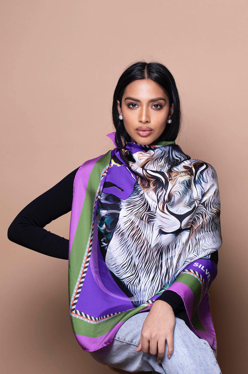 Silks - Queen of the Cape Scarf - 90 - Silver & Riley