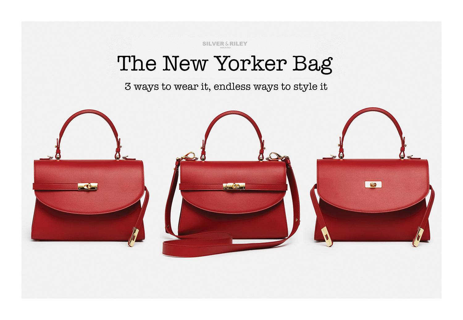 Silver Raily Classic New Yorker Bag in Astoria Noir - Gold Hardware | Silver & Riley