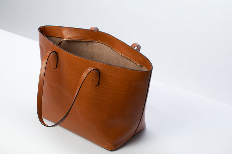 Manila All Purpose Carryall Leather Tote Bag in Camel Brown | Silver ...