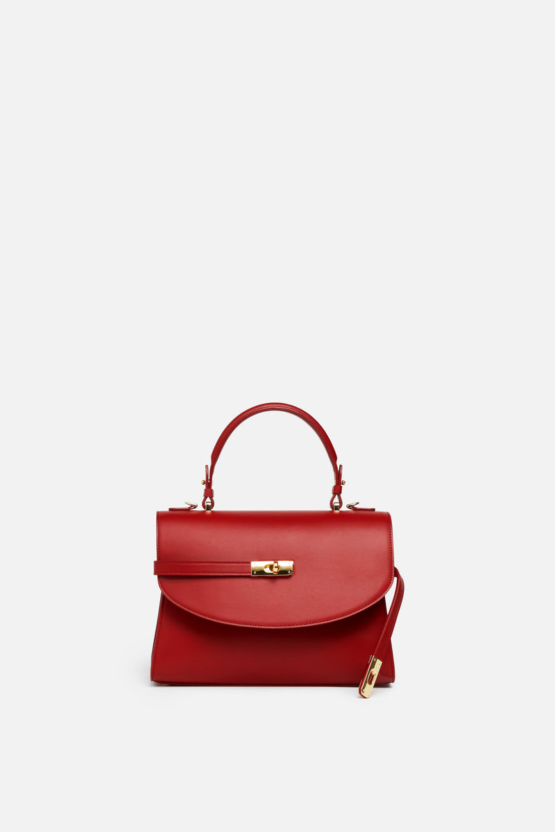 Red Leather Zip Top Tote | The Store Bags