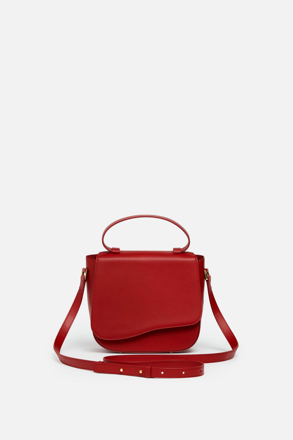 Milan Crossbody Leather Bag in Scarlet