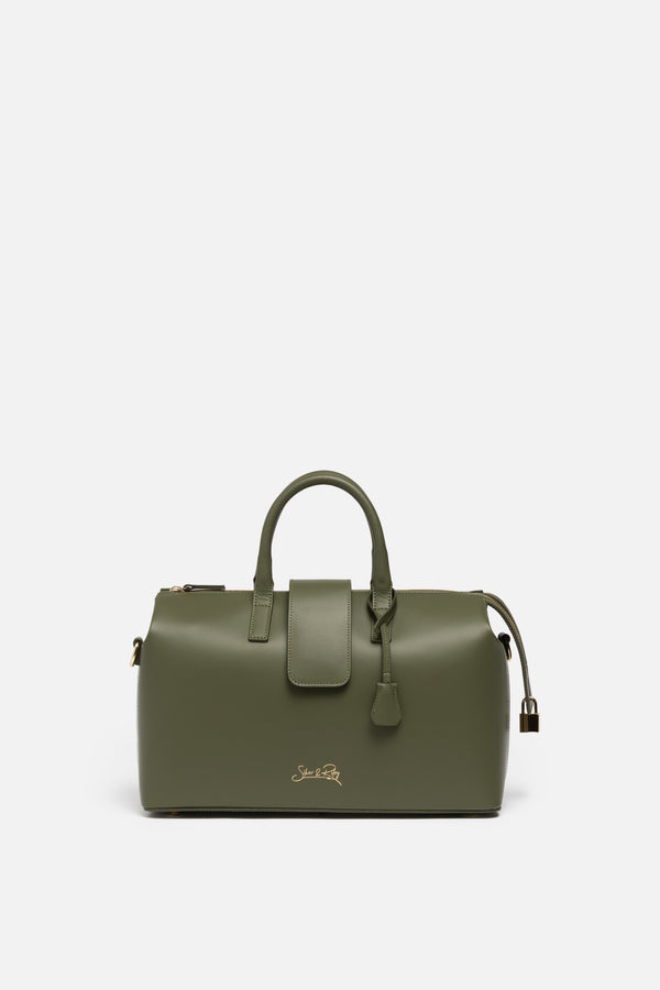 Convertible Executive Leather Bag Classic Size in Olive Green